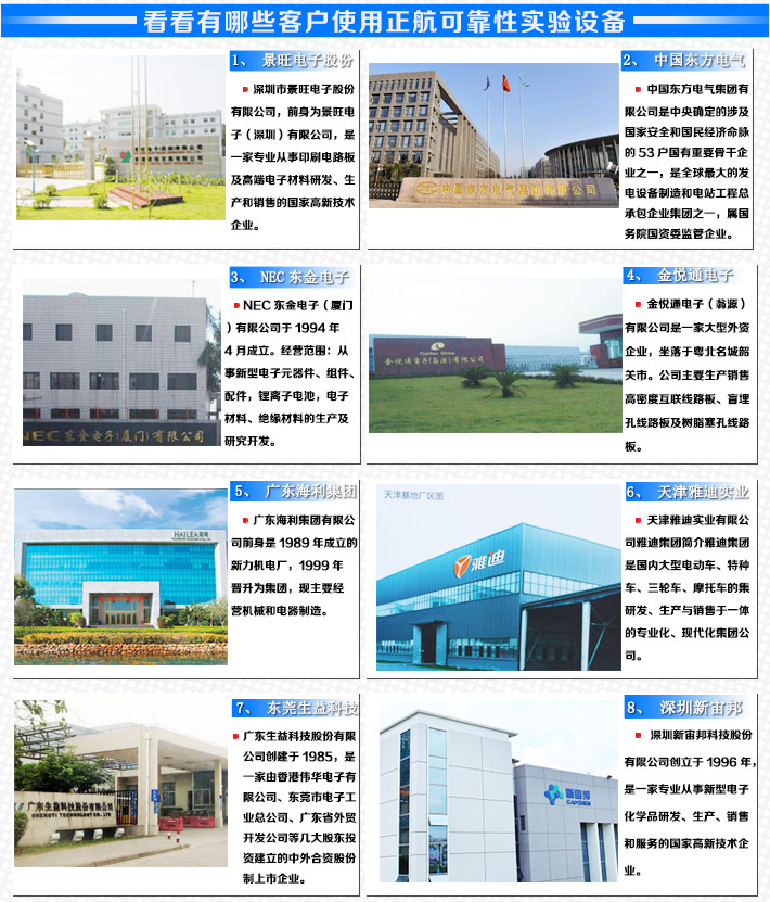 800°C高温试验箱正航厂家合作客户资料